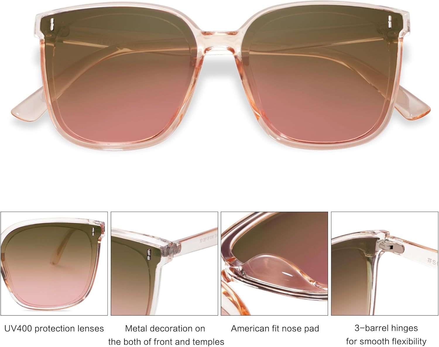 SOJOS Trendy Oversized Sunglasses for Women and Men-tidenox