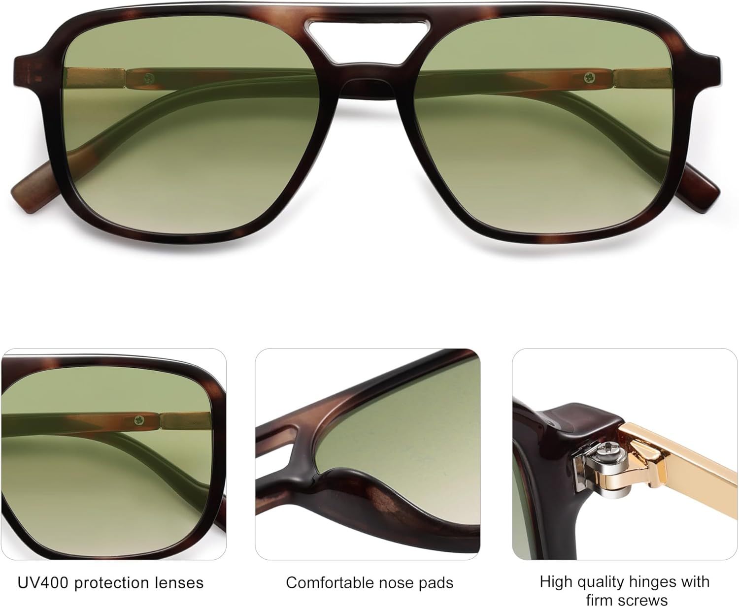 SOJOS Retro Aviator Sunglasses for Women Men,Trendy Rectangle Womens Mens Shades Sun Glasses SJ2202-tidenox