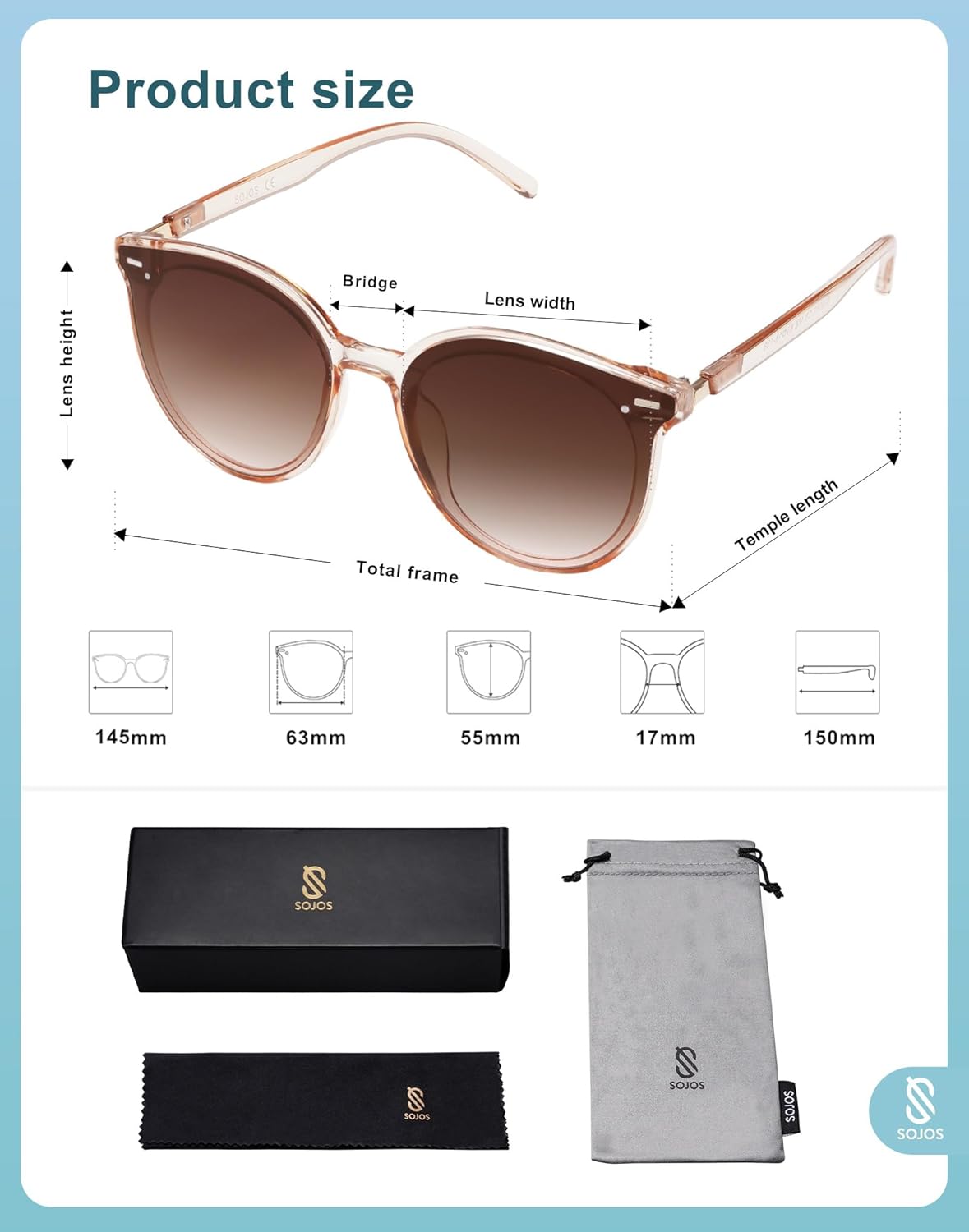 SOJOS Sunglasses Womens Trendy 2025 Classic Round Retro Vintage Shades Large Frame Sunnies SJ2067-tidenox