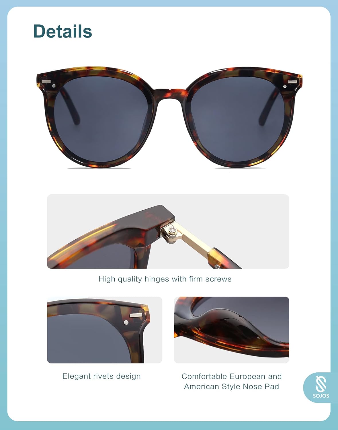 SOJOS Sunglasses Womens Trendy 2025 Classic Round Retro Vintage Shades Large Frame Sunnies SJ2067-tidenox