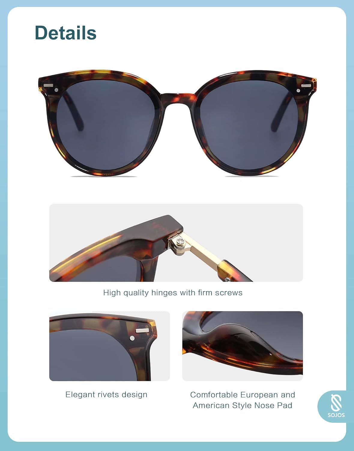 SOJOS Sunglasses Womens Trendy 2025 Classic Round Retro Vintage Shades Large Frame Sunnies SJ2067-tidenox