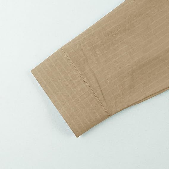 Linen Button Down Shirt Men,Long Sleeve Casual Banded Collar Striped Shirts -tidenox