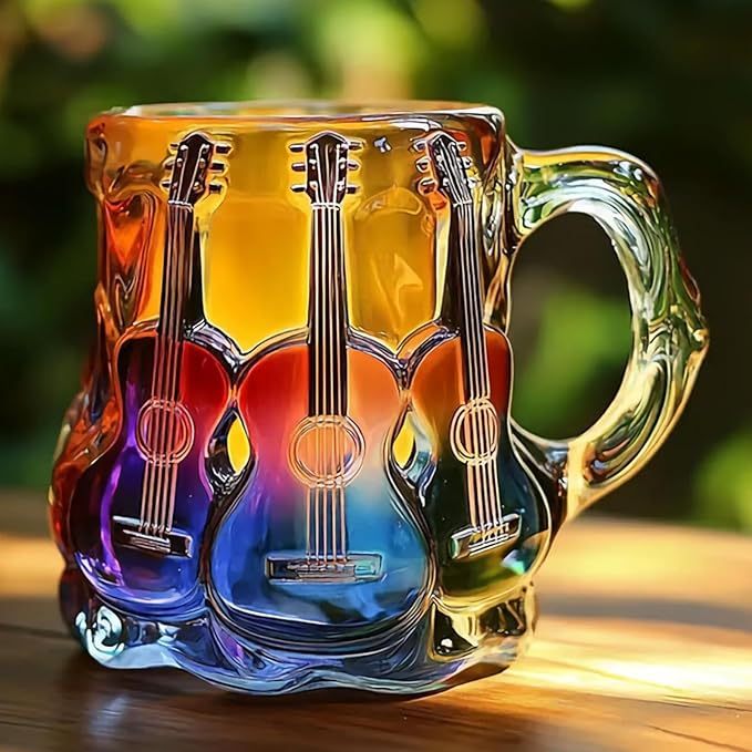 Handcrafted Mug with 3D Guitar Designs-tidenox