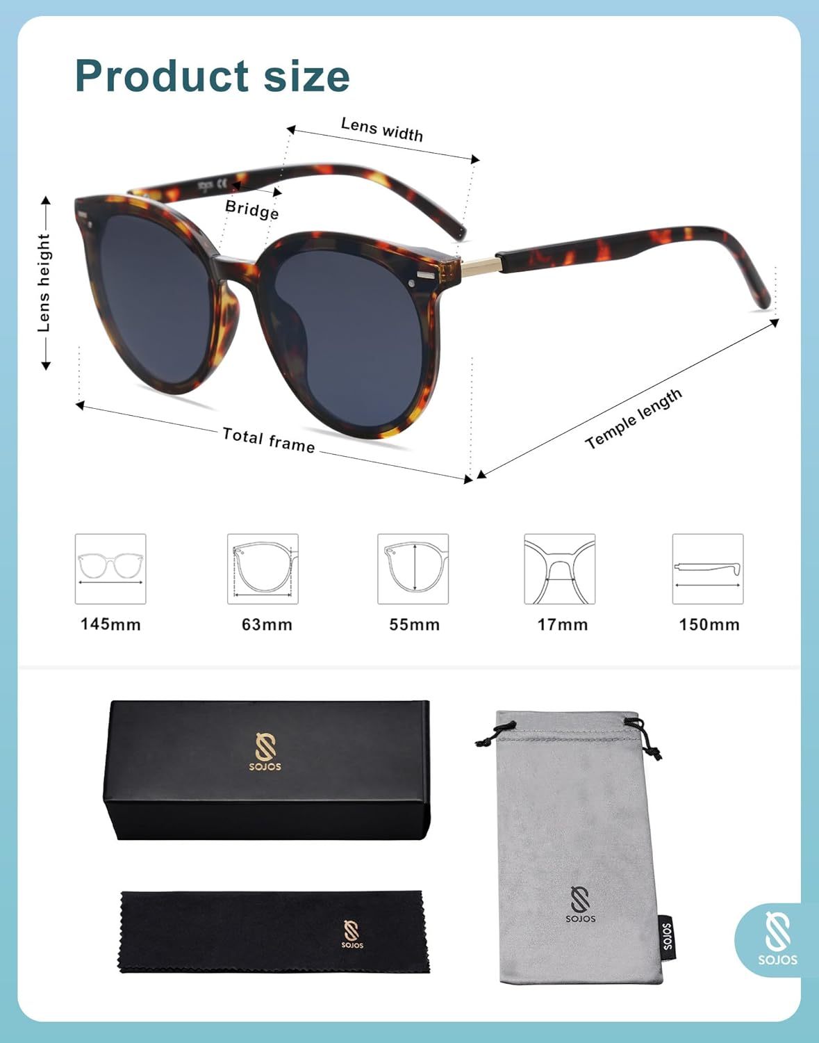 SOJOS Sunglasses Womens Trendy 2025 Classic Round Retro Vintage Shades Large Frame Sunnies SJ2067-tidenox