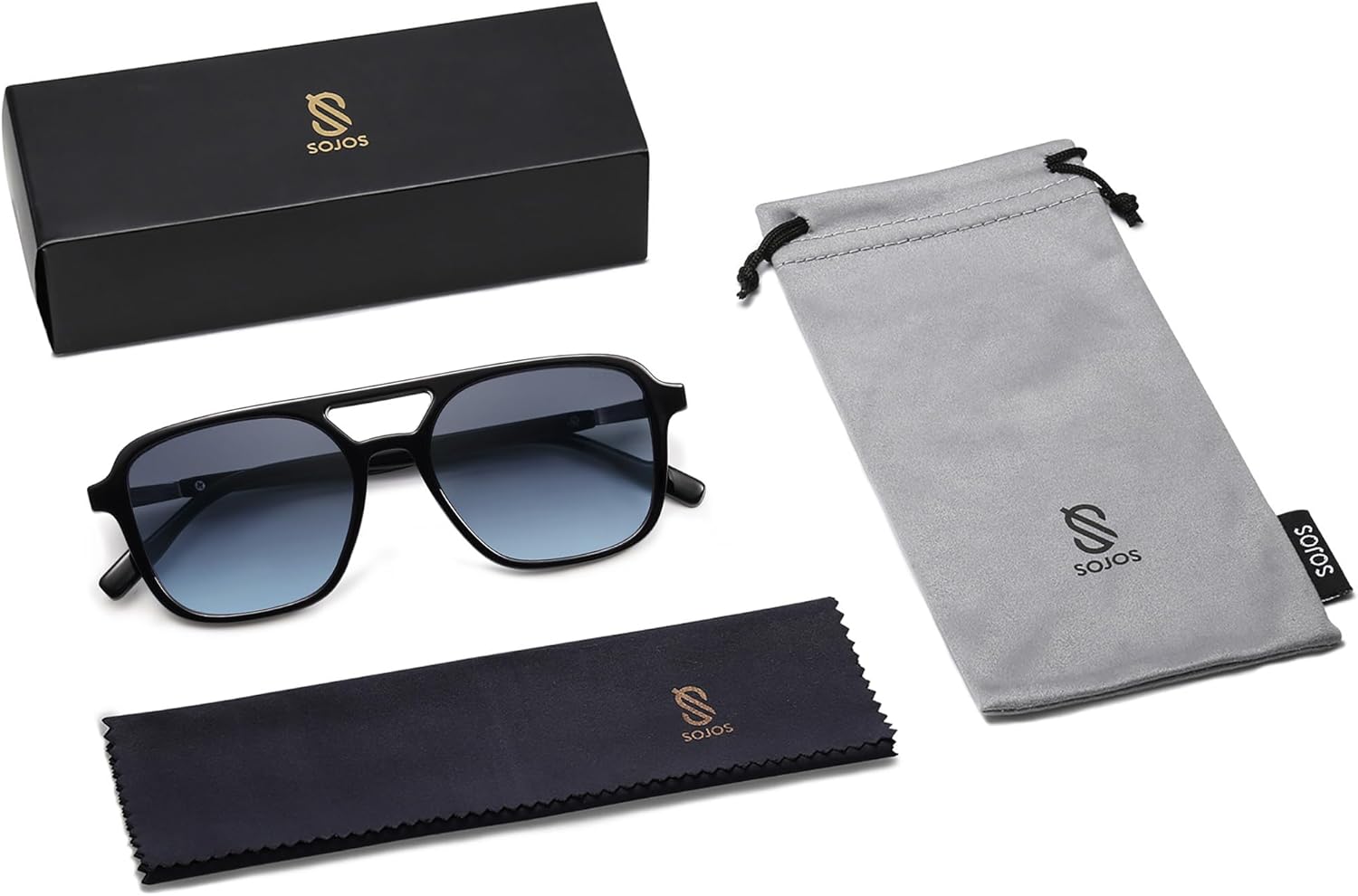 SOJOS Retro Aviator Sunglasses for Women Men,Trendy Rectangle Womens Mens Shades Sun Glasses SJ2202-tidenox