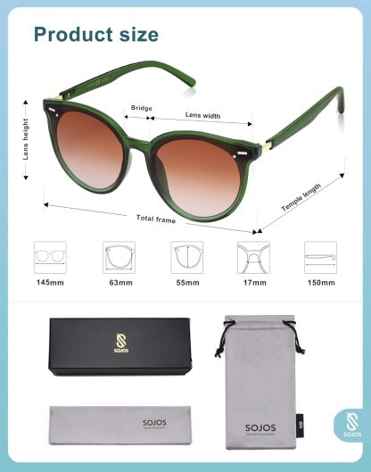 SOJOS Sunglasses Womens Trendy 2025 Classic Round Retro Vintage Shades Large Frame Sunnies SJ2067-tidenox