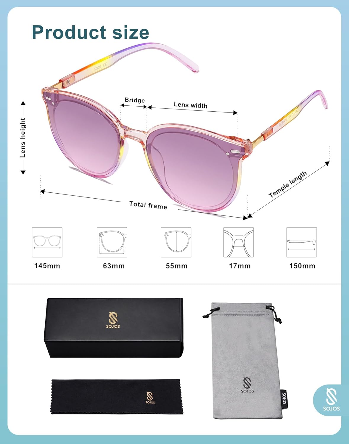 SOJOS Sunglasses Womens Trendy 2025 Classic Round Retro Vintage Shades Large Frame Sunnies SJ2067-tidenox