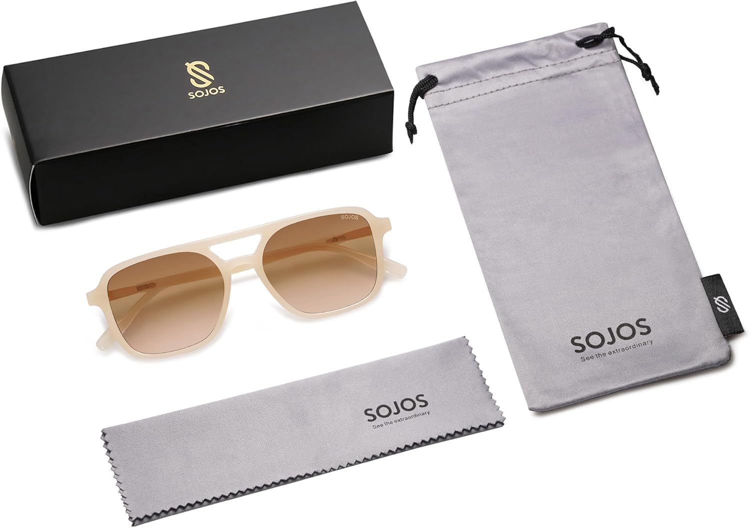 SOJOS Retro Aviator Sunglasses for Women Men,Trendy Rectangle Womens Mens Shades Sun Glasses SJ2202-tidenox