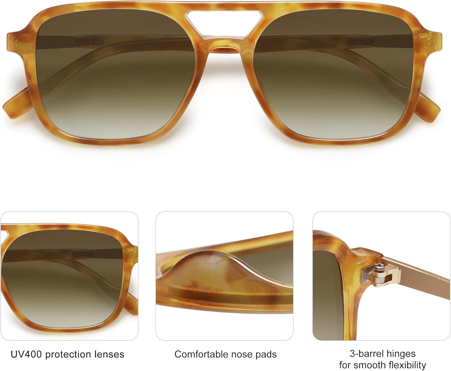 SOJOS Retro Aviator Sunglasses for Women Men,Trendy Rectangle Womens Mens Shades Sun Glasses SJ2202-tidenox