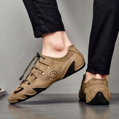  Men's Closed Toe Outdoor Leather Sandals Lightweight Adjustable Trail Hiking Walking Athletic Sandals Summer Casual Beach 