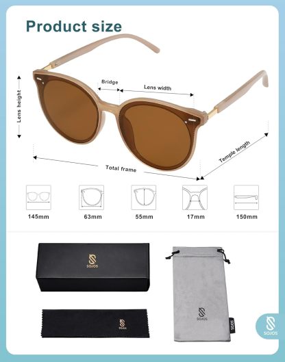 SOJOS Sunglasses Womens Trendy 2025 Classic Round Retro Vintage Shades Large Frame Sunnies SJ2067-tidenox