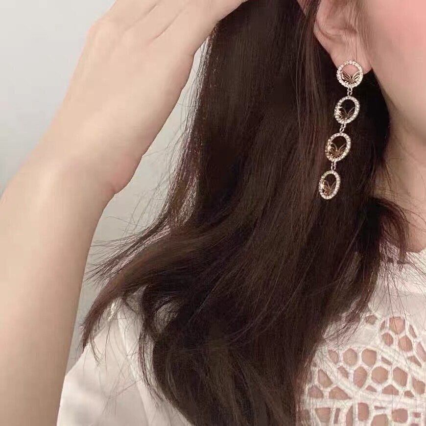 Butterfly tassel earrings-tidenox