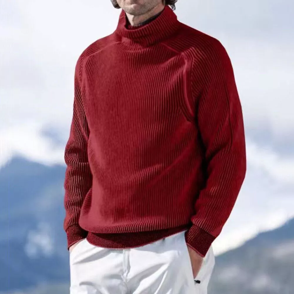 Men's Turtleneck High Neck Sweater Long Sleeve Knitted Pullovers Warm Sweatshirt-tidenox
