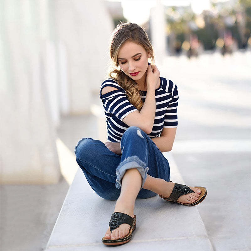 Women's Sandals Comfortable Flip Flops with Arch Support-tidenox