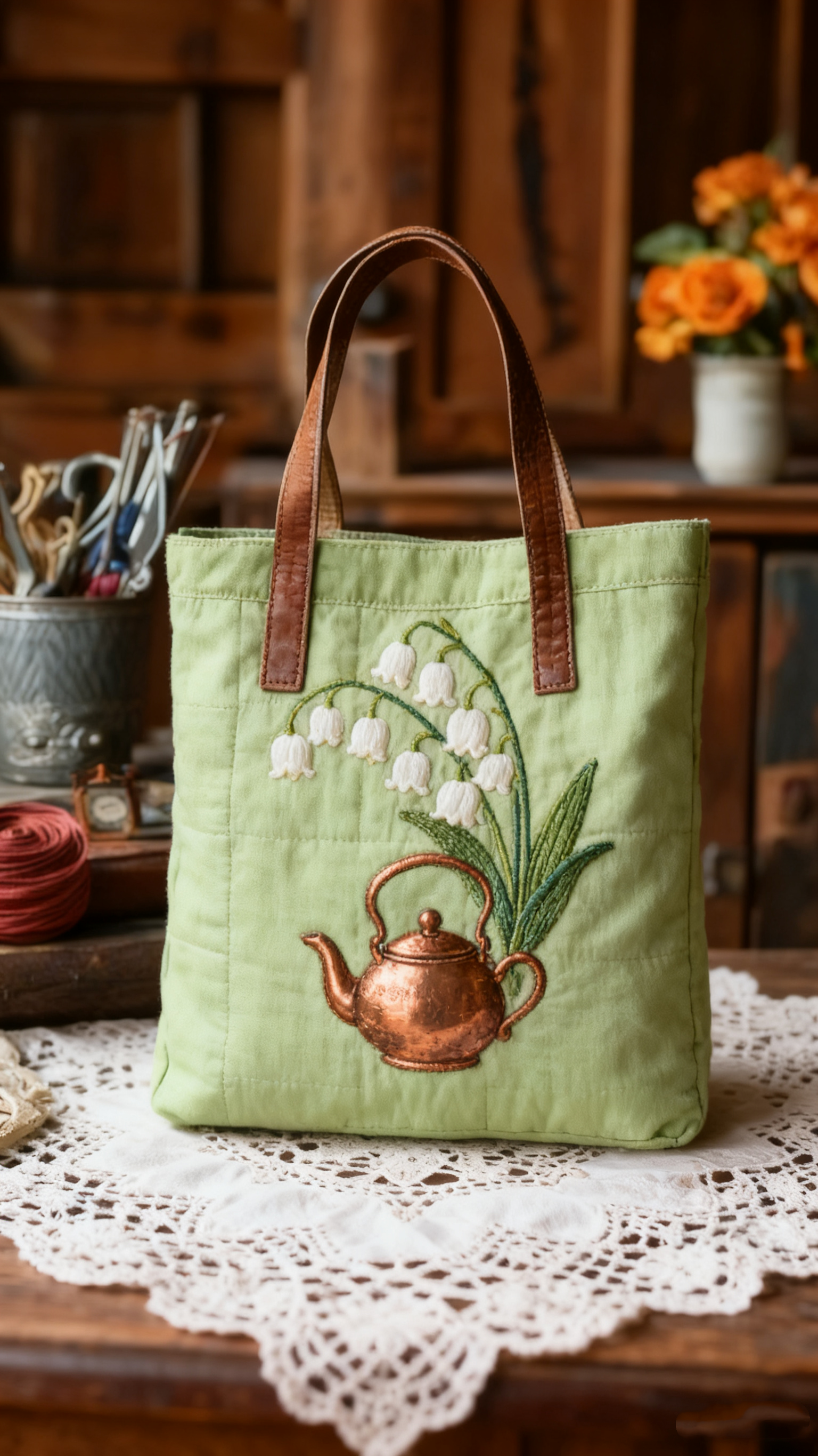 Floral Patchwork Quilted Tote Bag 1032-tidenox