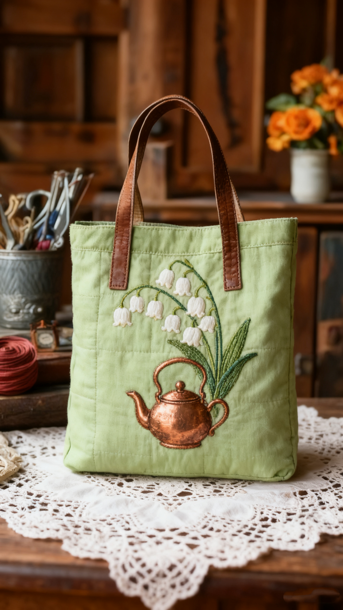 Floral Patchwork Quilted Tote Bag 1032-tidenox