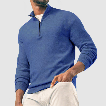 Men's Casual Basic Zipper Pullover Cashmere Sweater ( NEW )-tidenox