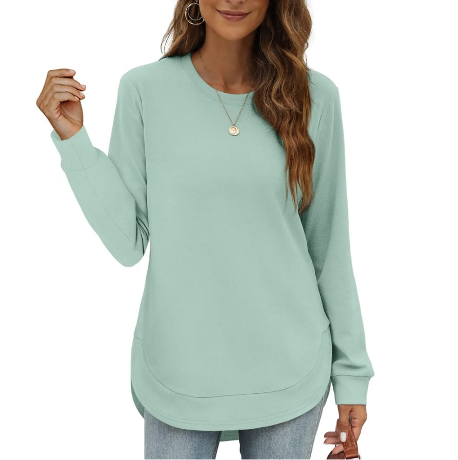 ⏰Hot Sale-Women's Sweatshirt Crewneck Curved Hem-tidenox