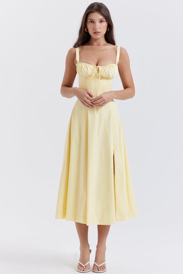 PRINT BUSTIER SUNDRESS-tidenox