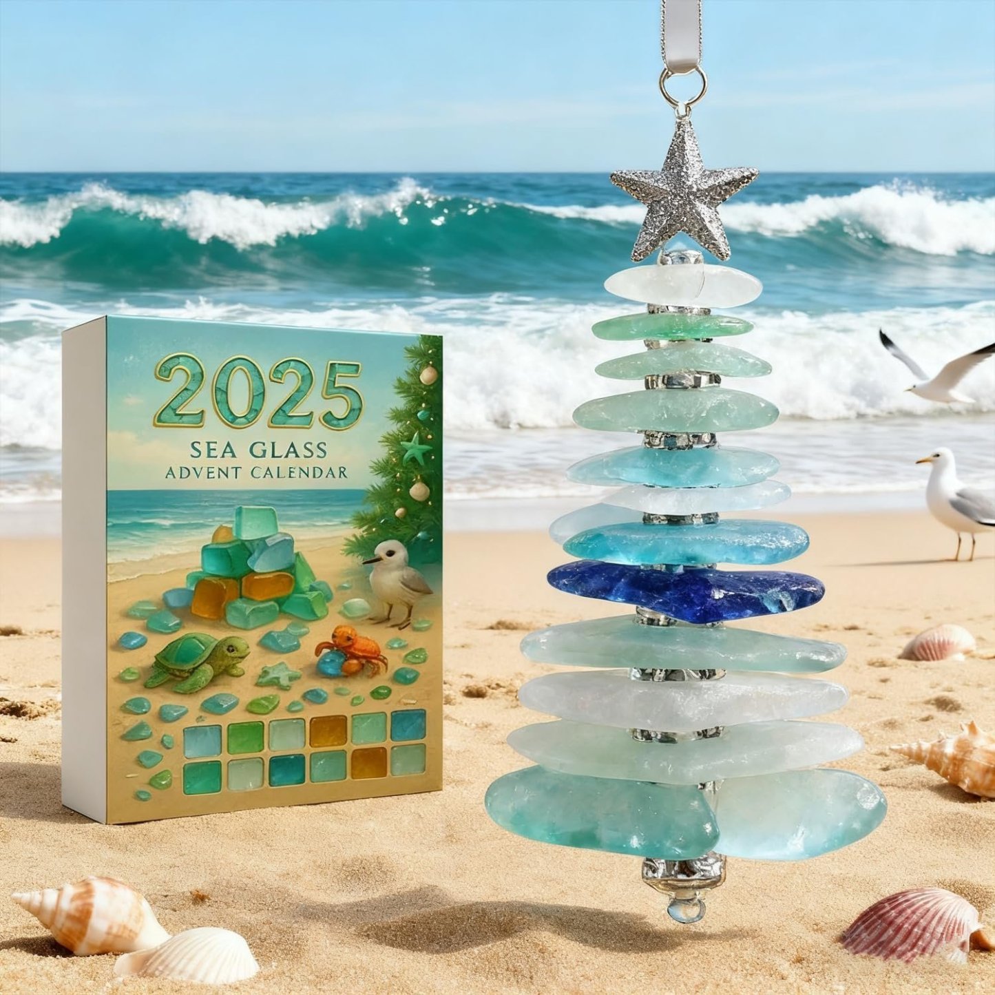 🌊Sea Glass Christmas Tree Advent Calendar | A surprise behind each door😲🎁-tidenox