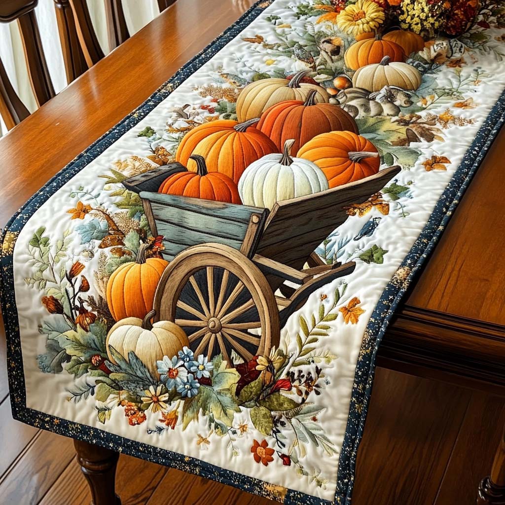 Pumpkin Cart Serenity Quilted Table Runner NCU0NT1145-tidenox