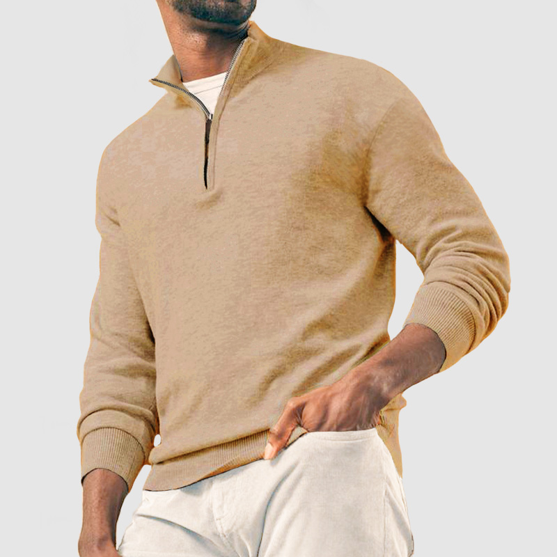 Men's Casual Basic Zipper Pullover Cashmere Sweater ( NEW )-tidenox