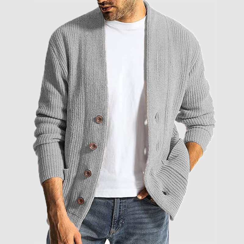 Autumn and winter new style men's sweater casual long sleeve add thick slim sweater cardigan-tidenox