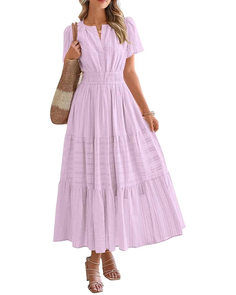 Limited time sale🔥Womens Summer Lightweight Short Sleeve Midi Maxi Dresses
