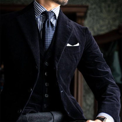 Men's Elegant Lapel Three Button Corduroy Blazer ( NEW )-tidenox