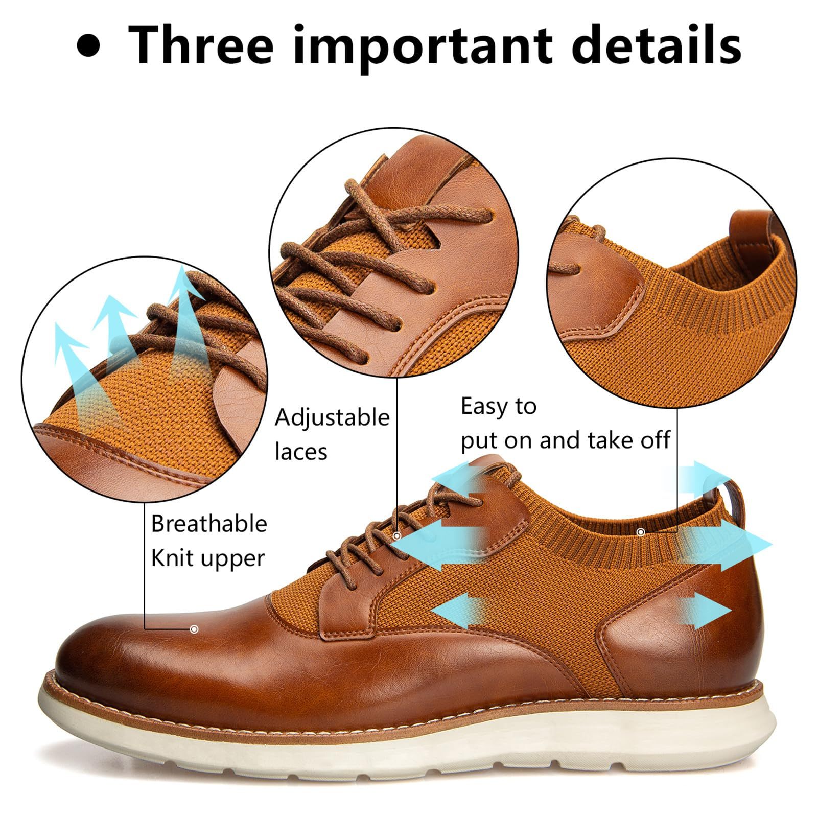 Men's Loafers Genuine Leather Shoes Casual Oxford Lace Up Dress Shoes-tidenox