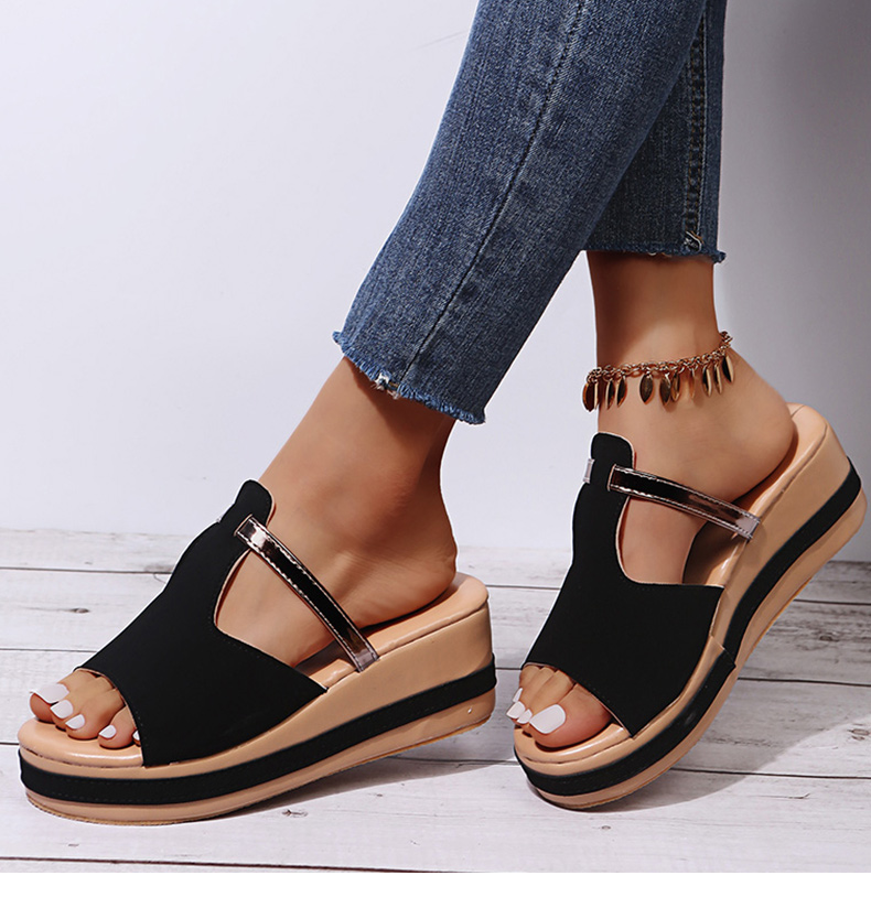 Women's Slip-on Casual Wedge Sandals-tidenox