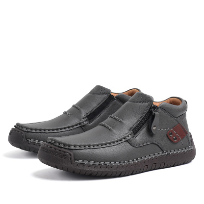 ⏰Limited Time Sale 70% OFF-Men’s Handmade Premium Leather Slip-On Driving Boots – Wide Toe, Arch Support, Waterproof