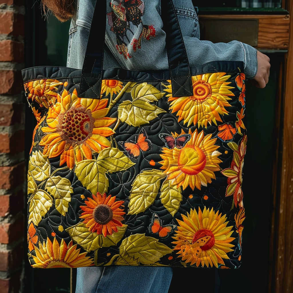 Sunflower Garden Quilted Tote Bag NCU0TH499-tidenox
