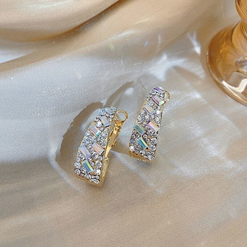 Hot sale 💥  silver  Fancy diamond geometric earrings-tidenox