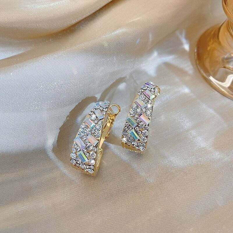 Hot sale 💥  silver  Fancy diamond geometric earrings-tidenox