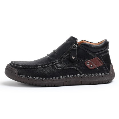 ⏰Limited Time Sale 70% OFF-Men’s Handmade Premium Leather Slip-On Driving Boots – Wide Toe, Arch Support, Waterproof