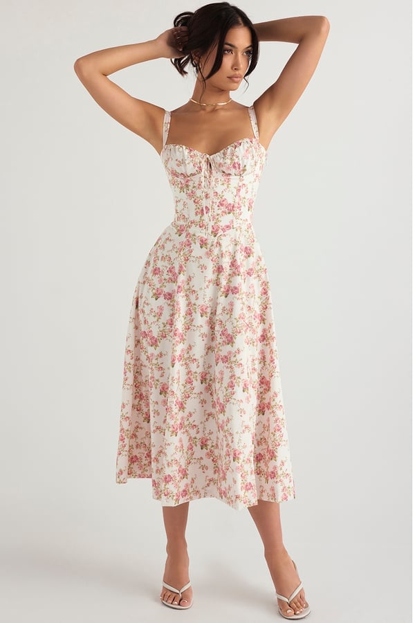PRINT BUSTIER SUNDRESS-tidenox