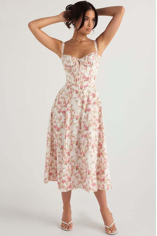 PRINT BUSTIER SUNDRESS-tidenox