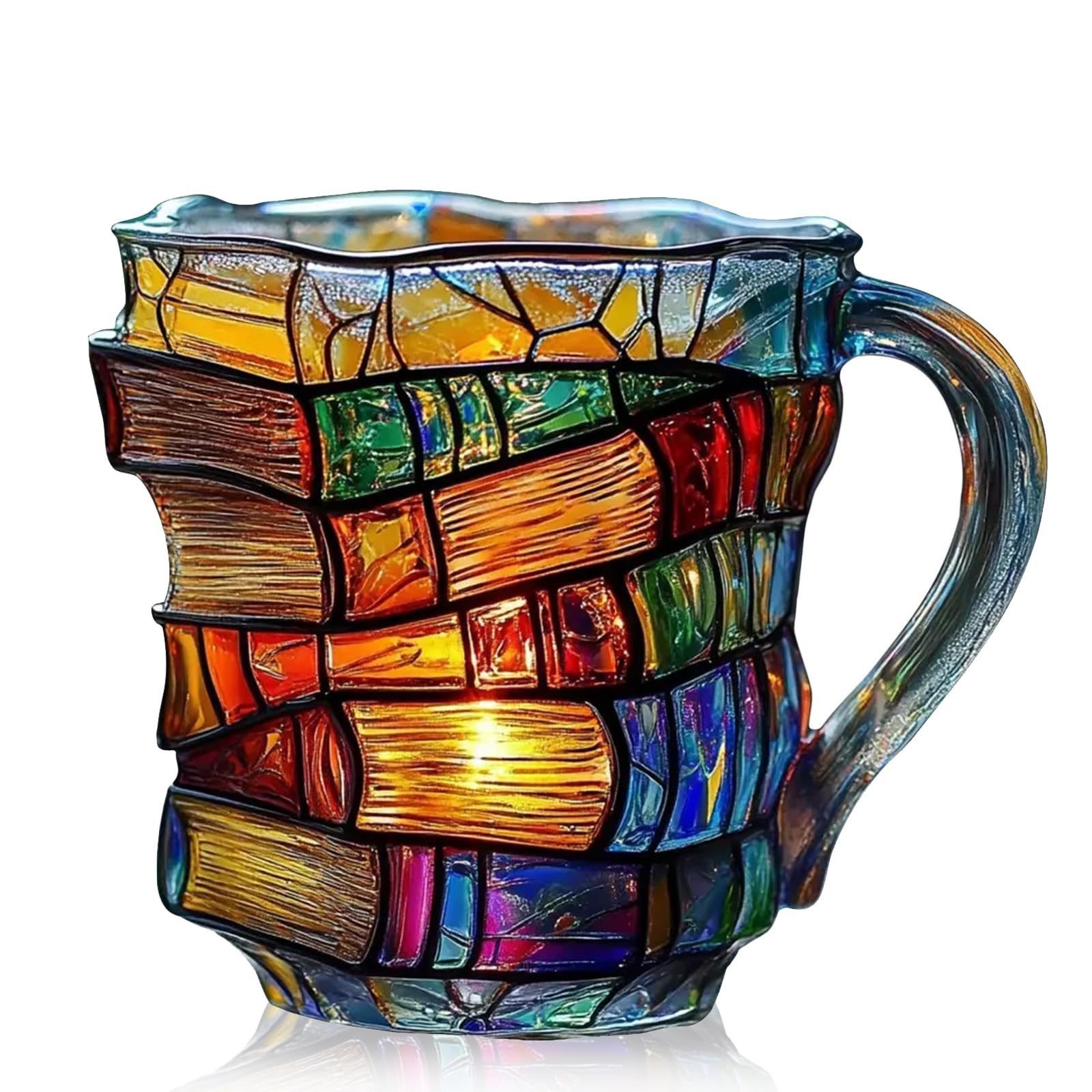 📚  3D Painted Book Mug – Unique Glass Coffee Cup for Readers & Book Lovers🍵