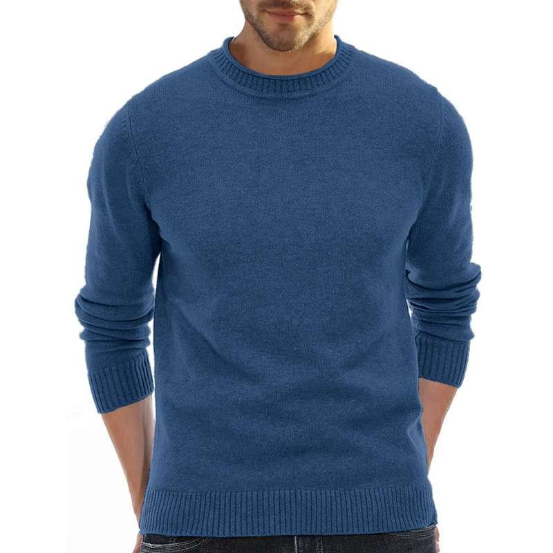 Men's Long Sleeve Crew Neck Sweater Soft Casual Sweater Men's Classic Sweater-tidenox