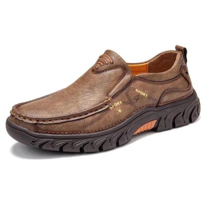 Men's handmade genuine leather orthopedic loafers-tidenox