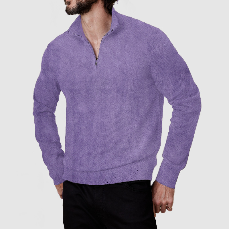 Men's Vintage Zipper Suede Basic Polo Shirt ( NEW )-tidenox