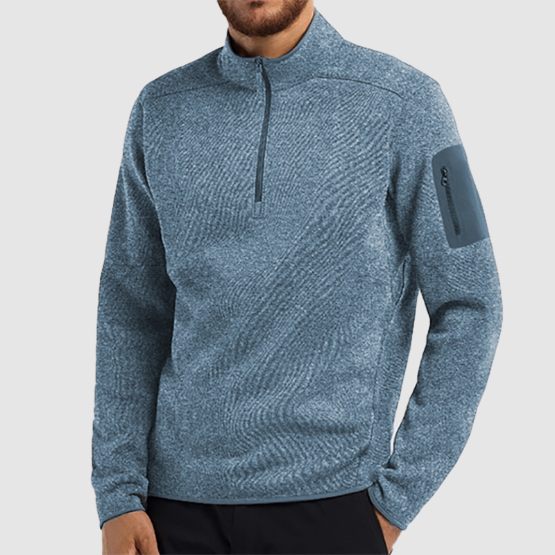 Men's Casaul Zipper Plush Fleece Thermal Sweater-tidenox