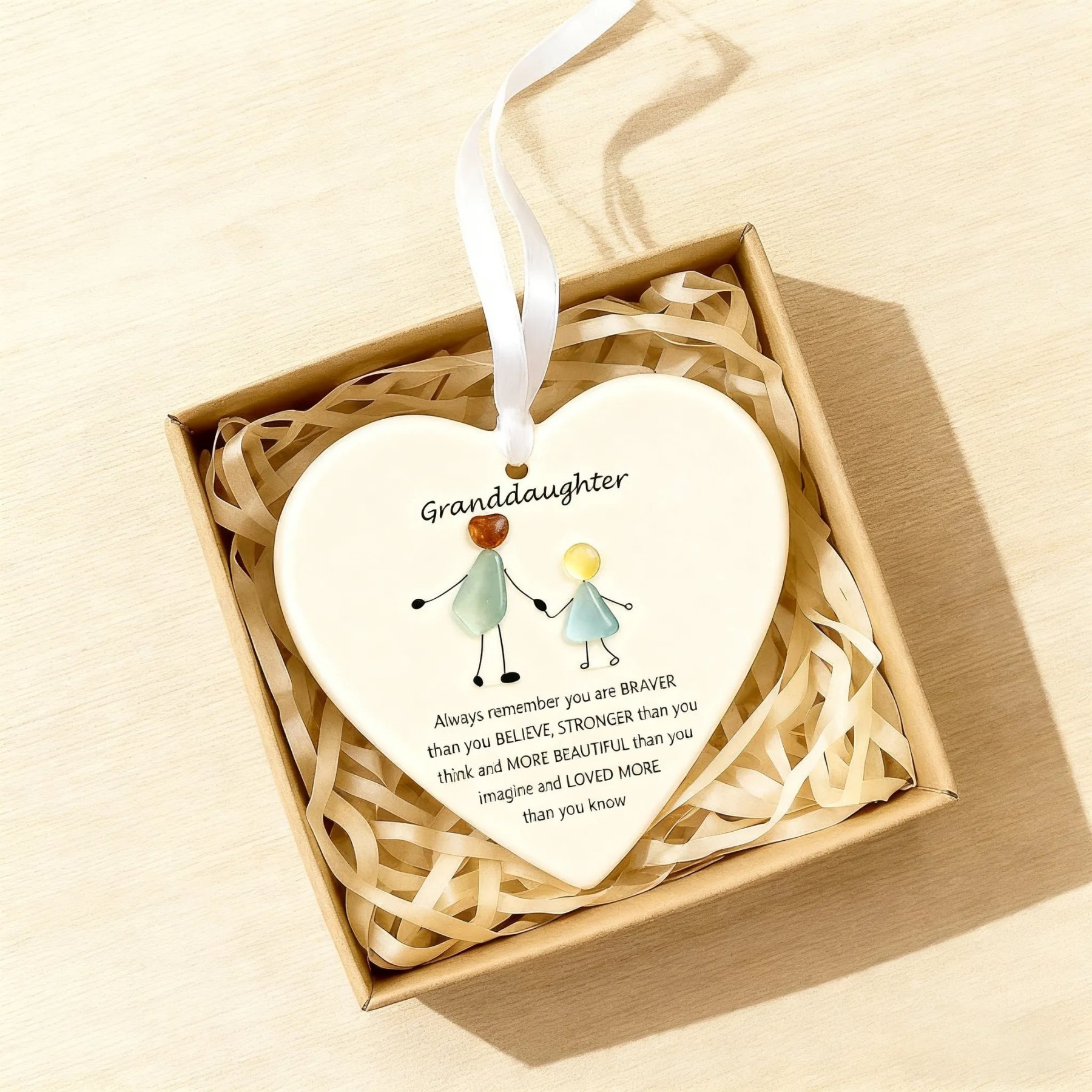 Heart-Shaped Sea Glass Ornament🌊✨Friendship, Grandchildren & Timeless Bonds-tidenox
