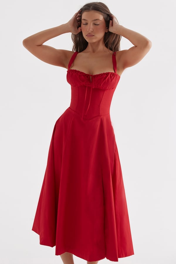 PRINT BUSTIER SUNDRESS-tidenox