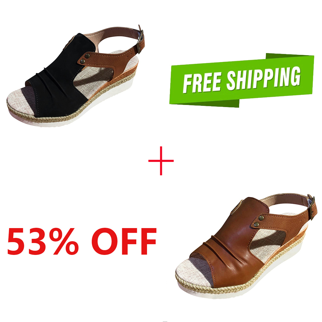 LAST DAY 50% OFF-2025 Womens Open Toe Ankle Strap Platform Orthopedic Wedge Sandals-tidenox
