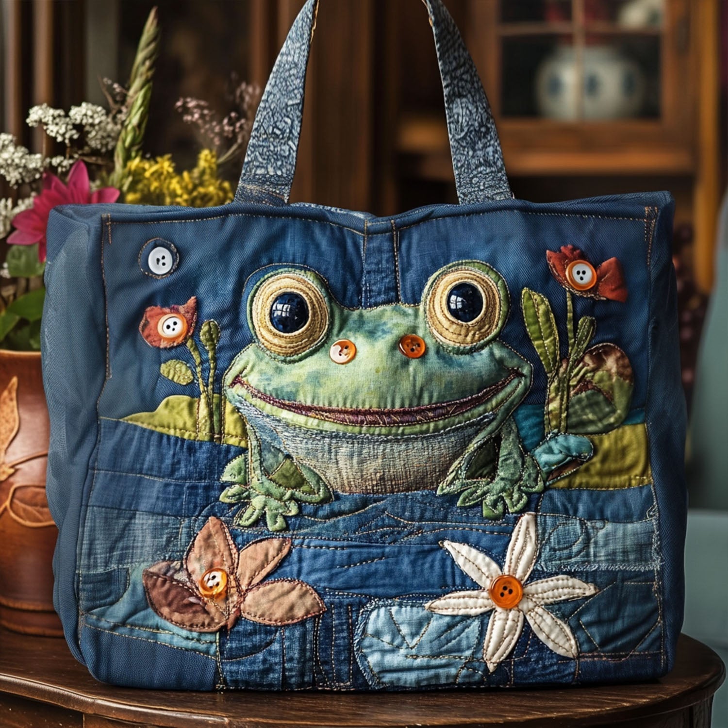 Rainy Day Frolic Quilted Tote Bag NCU0PT8409-tidenox
