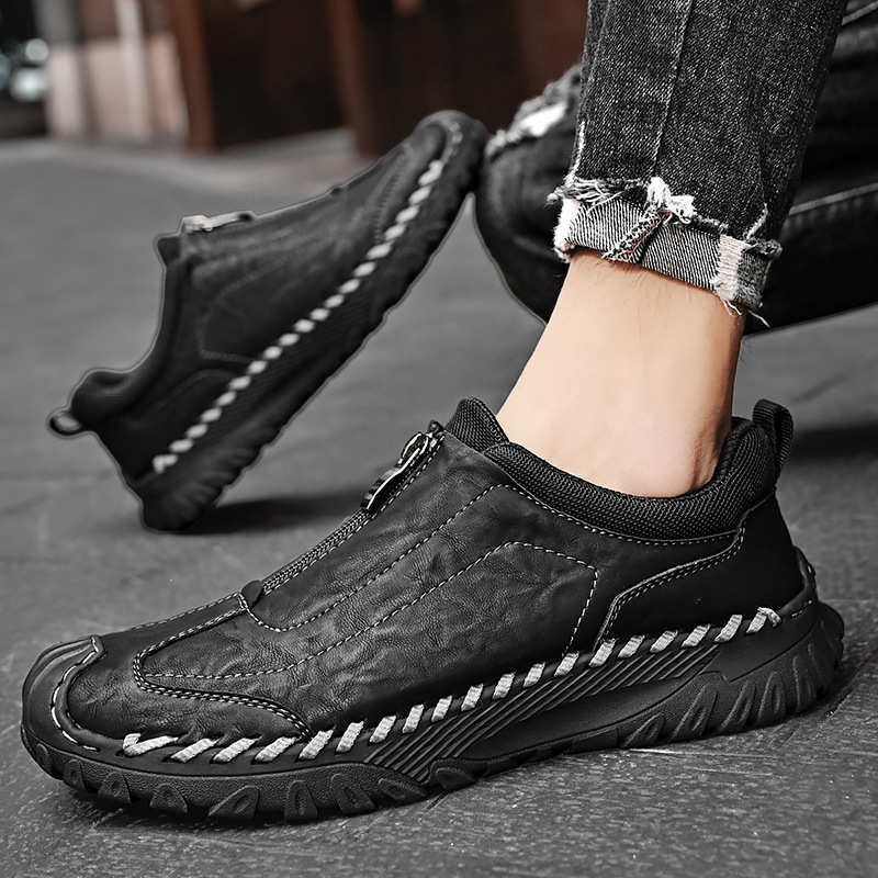 Men's Handcrafted Genuine Moccasins  Outdoor Breathable Casual Shoes-tidenox