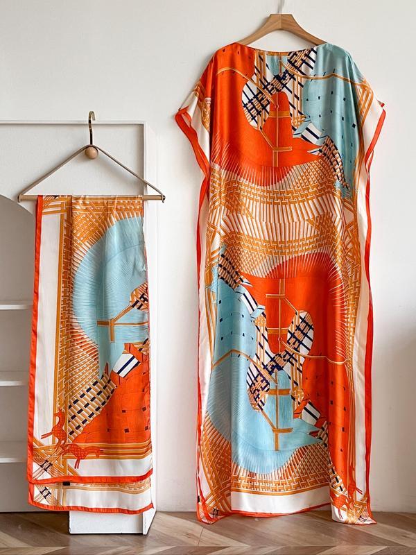 💥2025💥Women's Floral & Butterfly & Peacock Print Cape Shawl & Scarf Set-tidenox