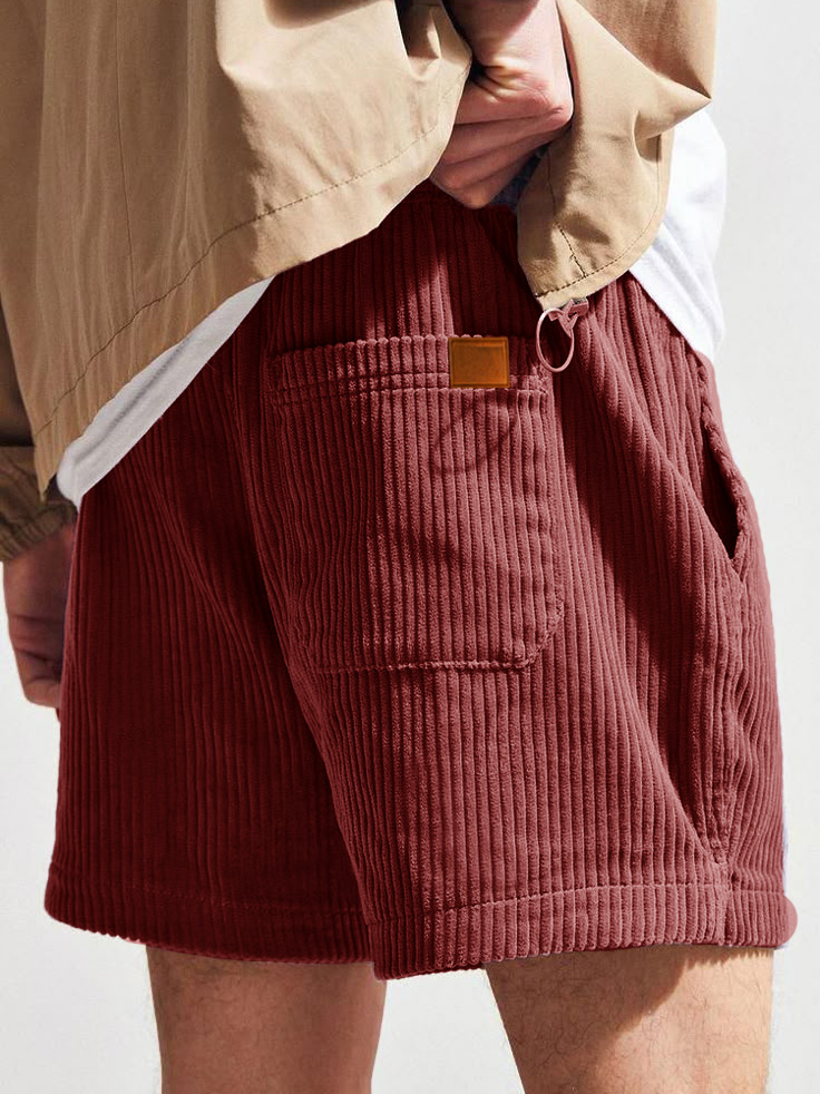 Men's Fashion Retro Sports Corduroy Fabric Shorts-tidenox
